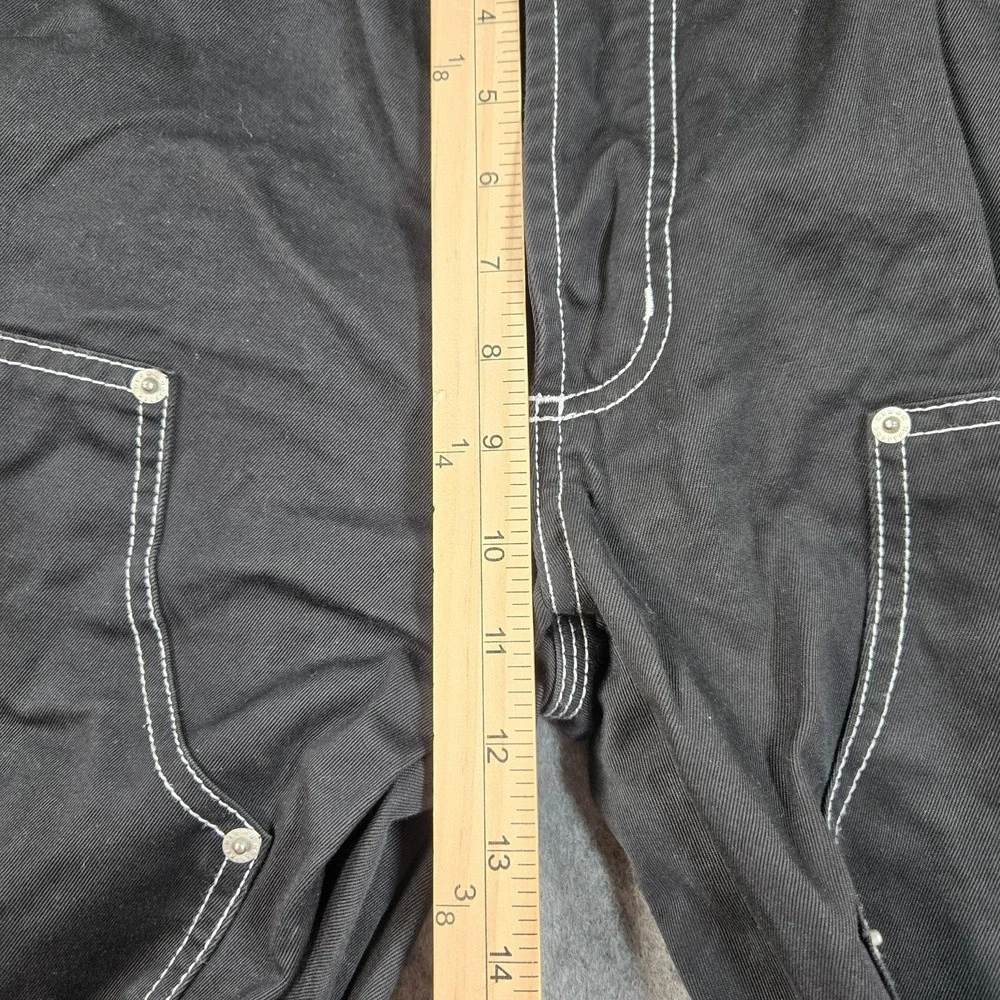 Heron Preston Pants Mens L 34x33 Black Carpenter Cargo Wide Leg Contrast Stitch